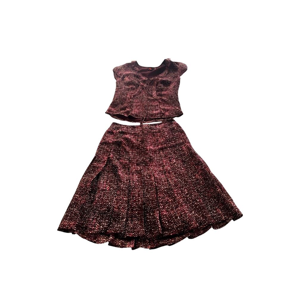 Purple Skirt Outfit Adrienne Vittadini 2 Piece Suit Ruffle Shirt 6/Skirt 2